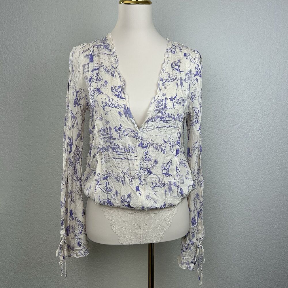 Free People Intimately Everything's Rosy Bodysuit Western Purple Print Rodeo XS